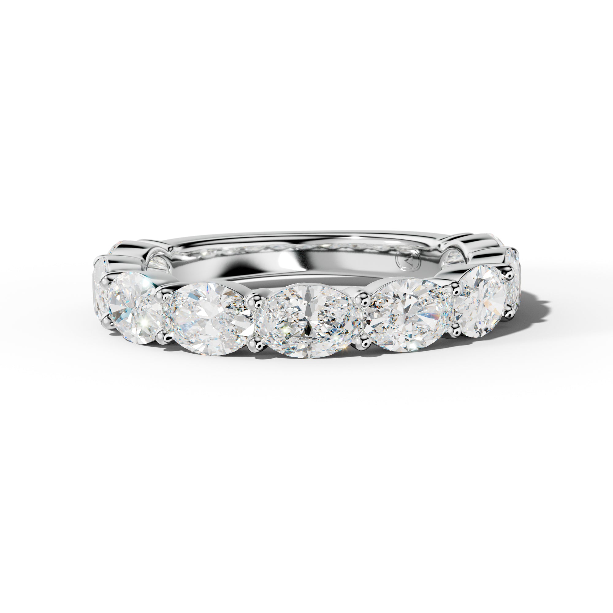 3.0 Carat East West Oval Diamond 3/4 Anniversary Band Shared Prong  Low-Set Design