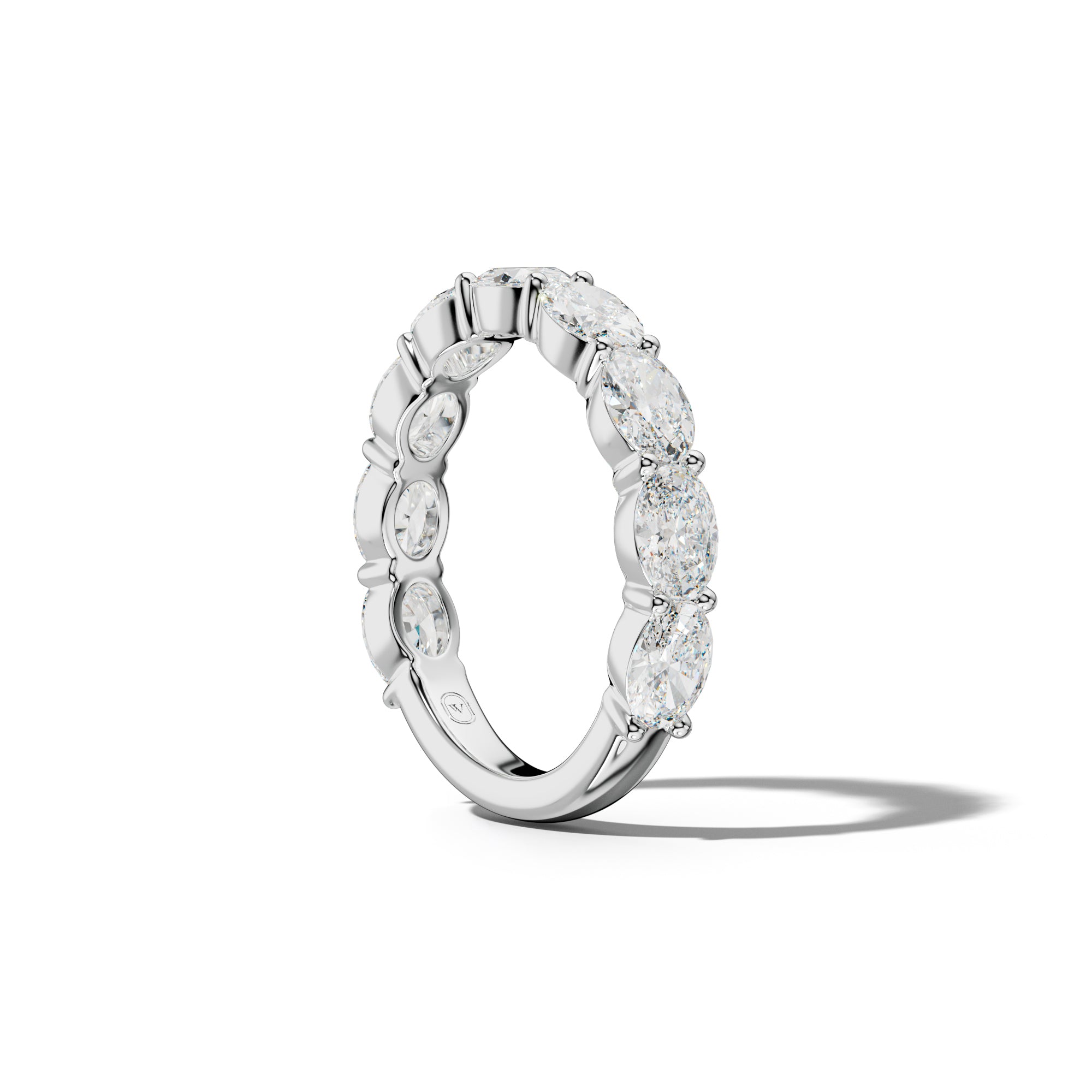 3.0 Carat East West Oval Diamond 3/4 Anniversary Band Shared Prong  Low-Set Design