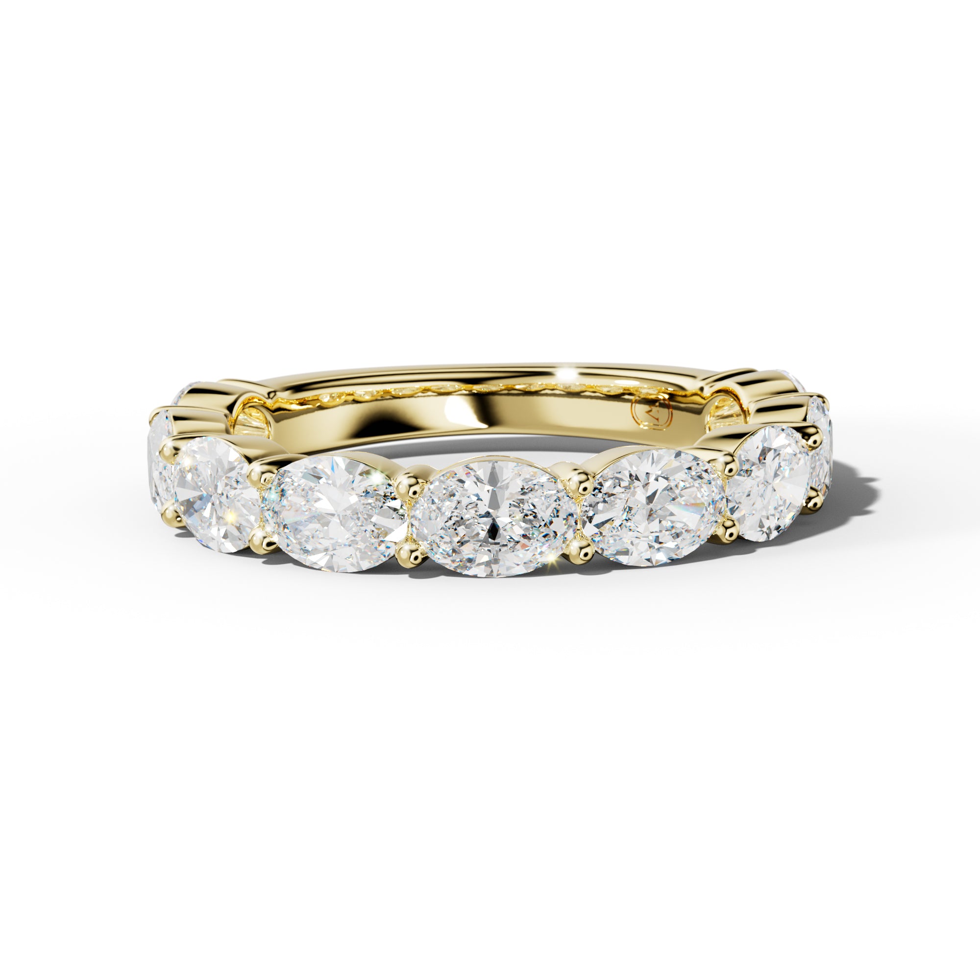 3.0 Carat East West Oval Diamond 3/4 Anniversary Band Shared Prong  Low-Set Design