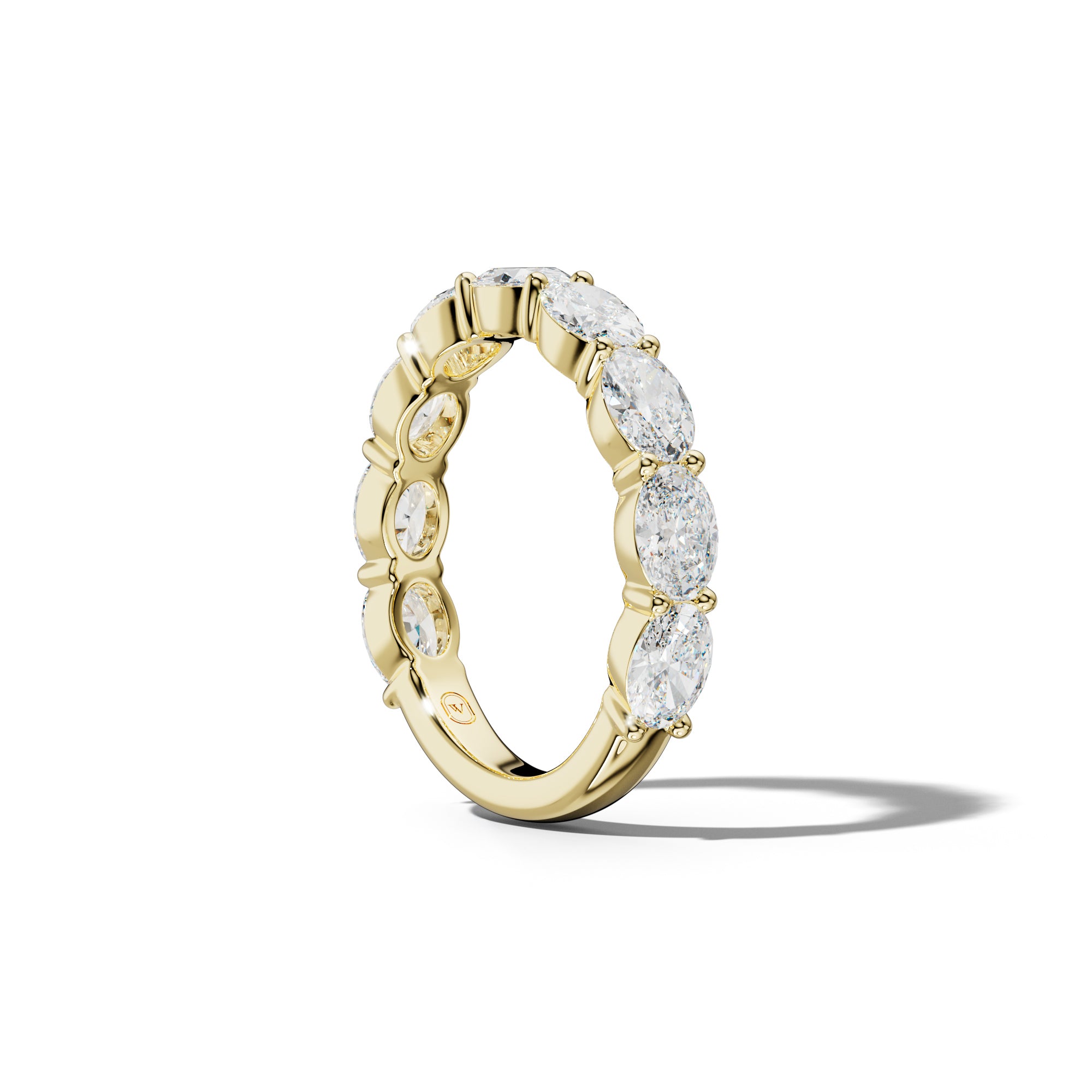 3.0 Carat East West Oval Diamond 3/4 Anniversary Band Shared Prong  Low-Set Design