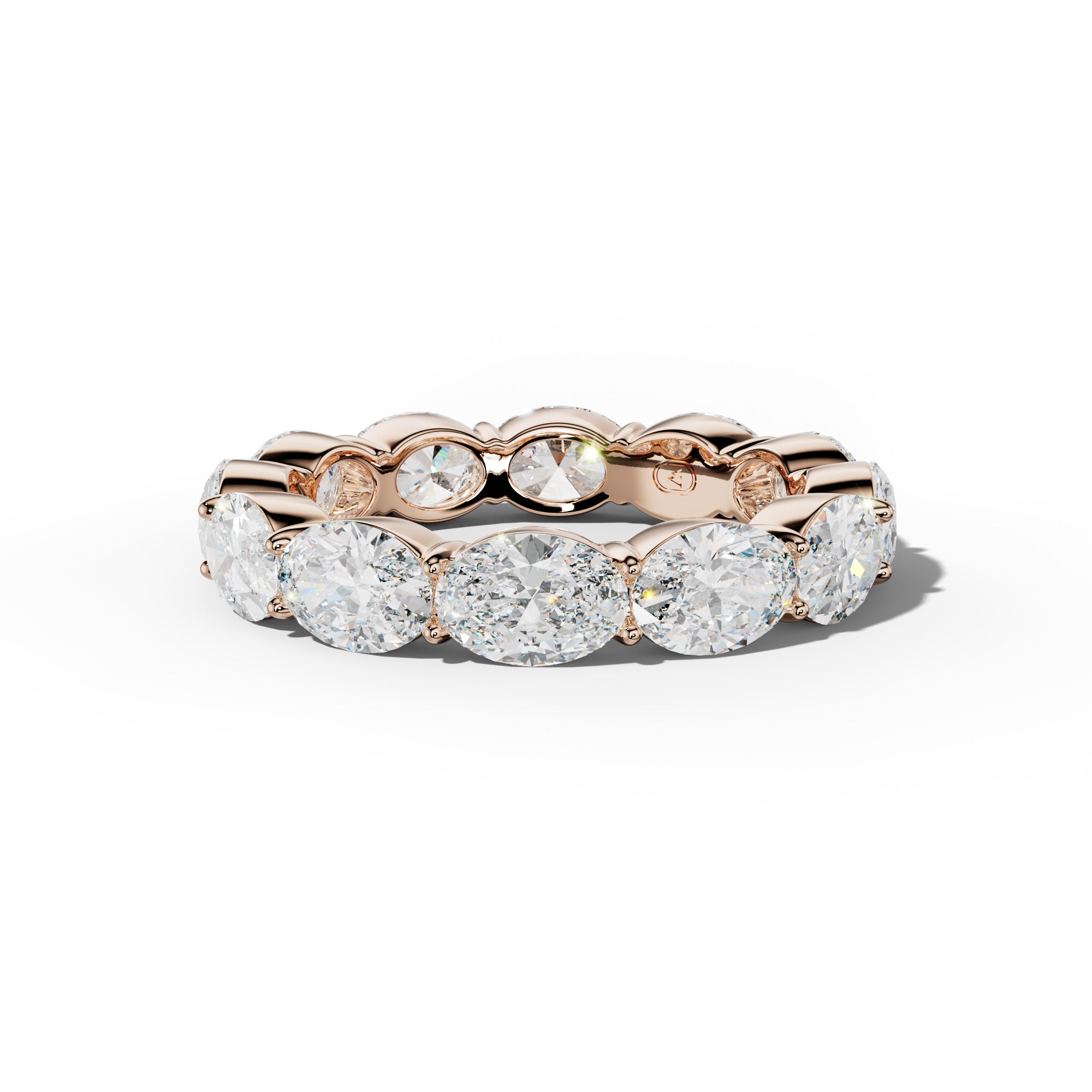 5.0 Carat East West Oval Diamond Eternity Band Shared Prong  Low-Set Design