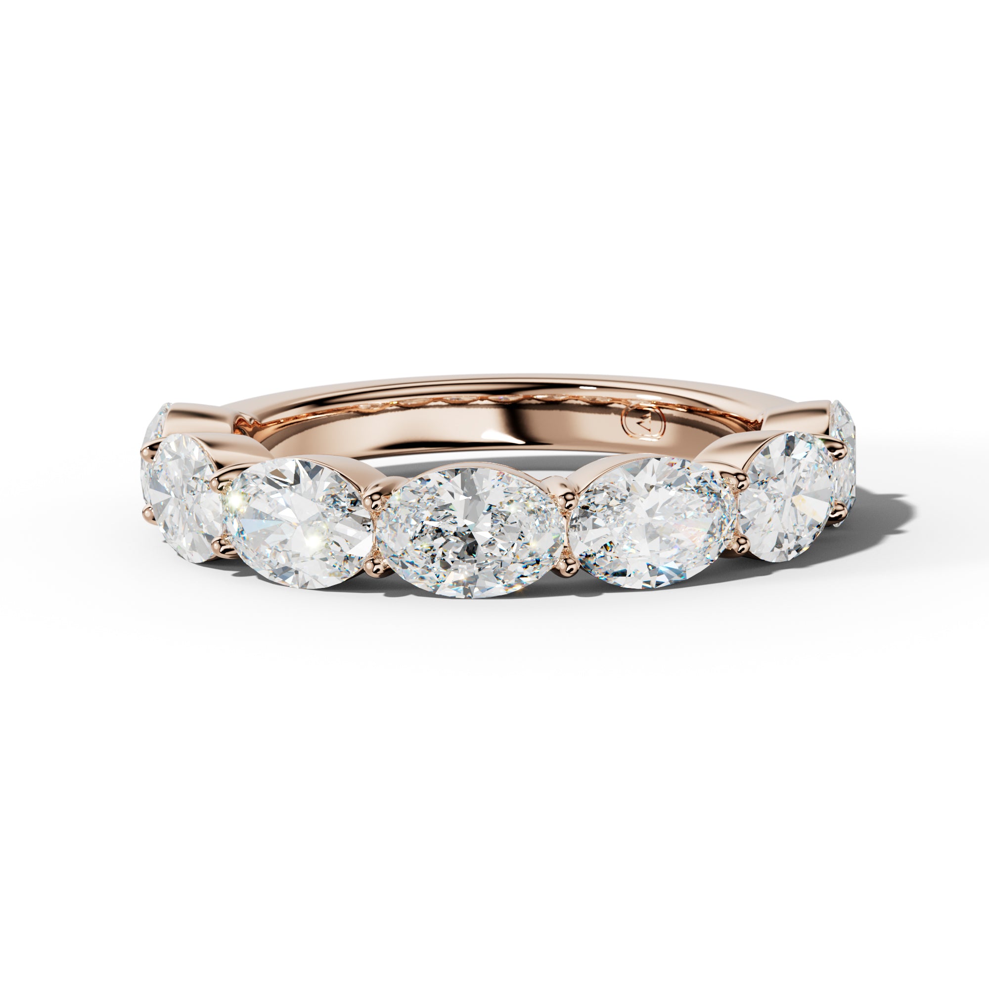 3.0 Carat East West Oval Diamond Half Anniversary Band Shared Prong  Low-Set Design
