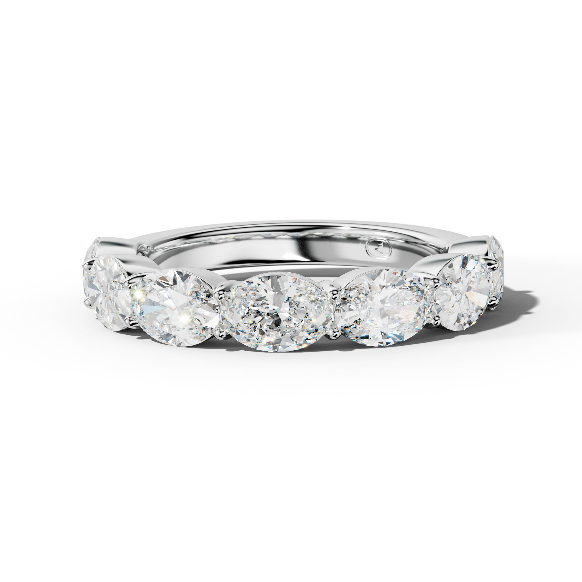 3.0 Carat East West Oval Diamond Half Anniversary Band Shared Prong  Low-Set Design