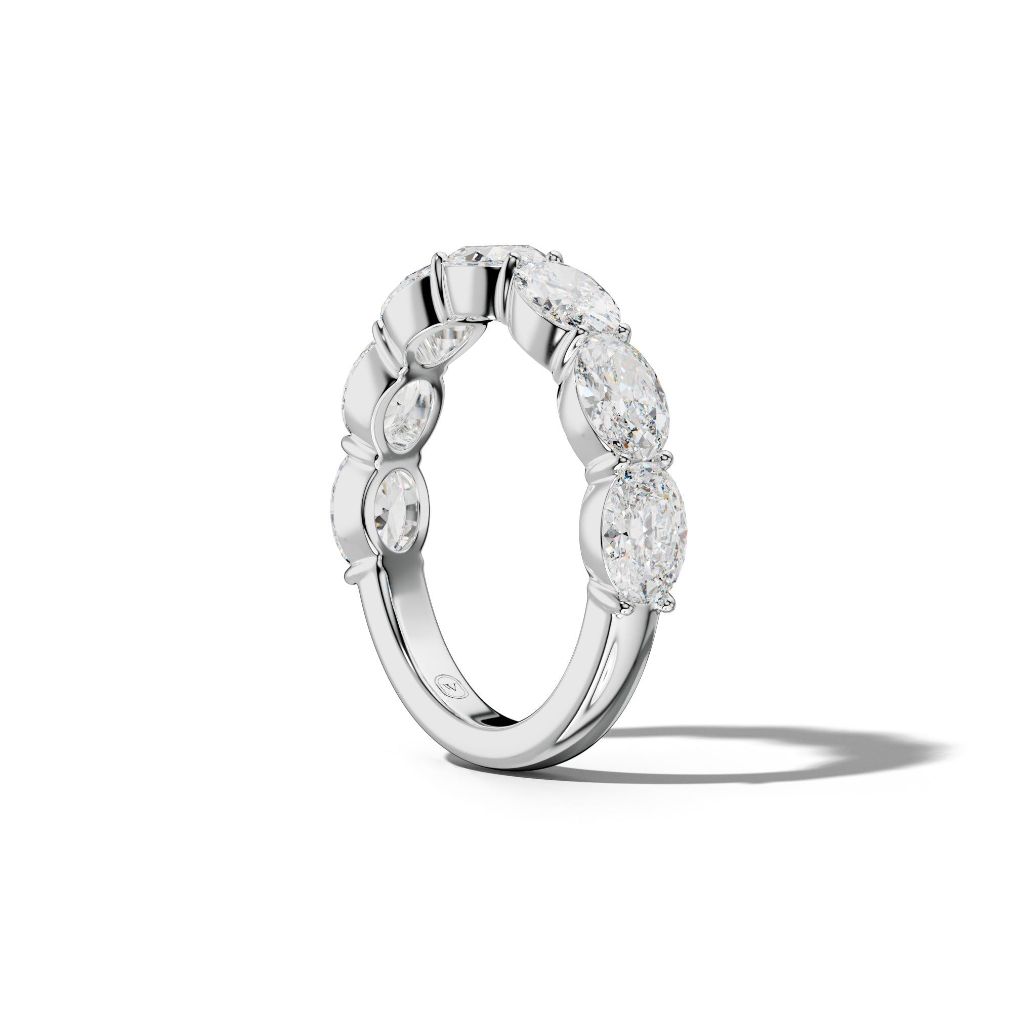 3.0 Carat East West Oval Diamond Half Anniversary Band Shared Prong  Low-Set Design