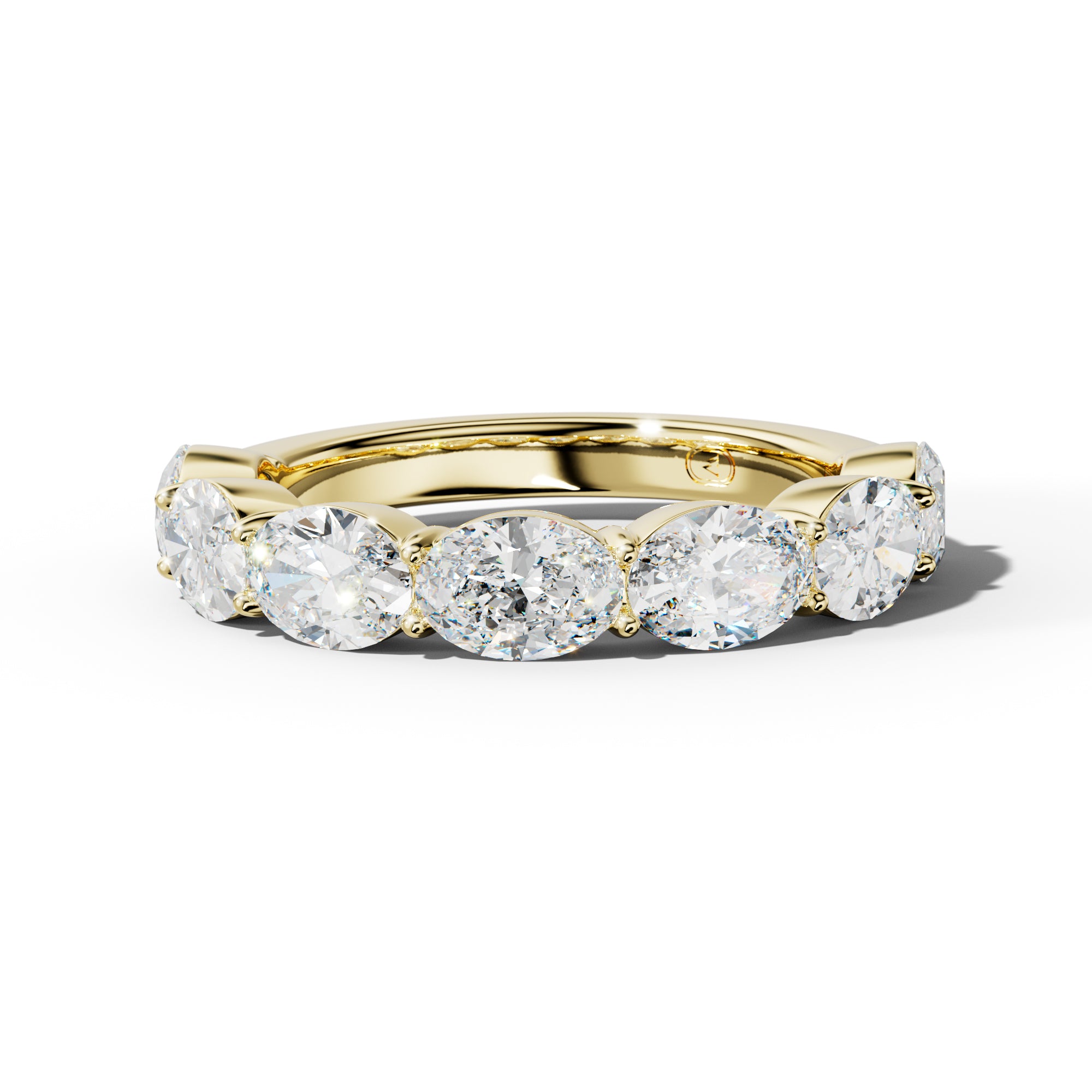 3.0 Carat East West Oval Diamond Half Anniversary Band Shared Prong  Low-Set Design
