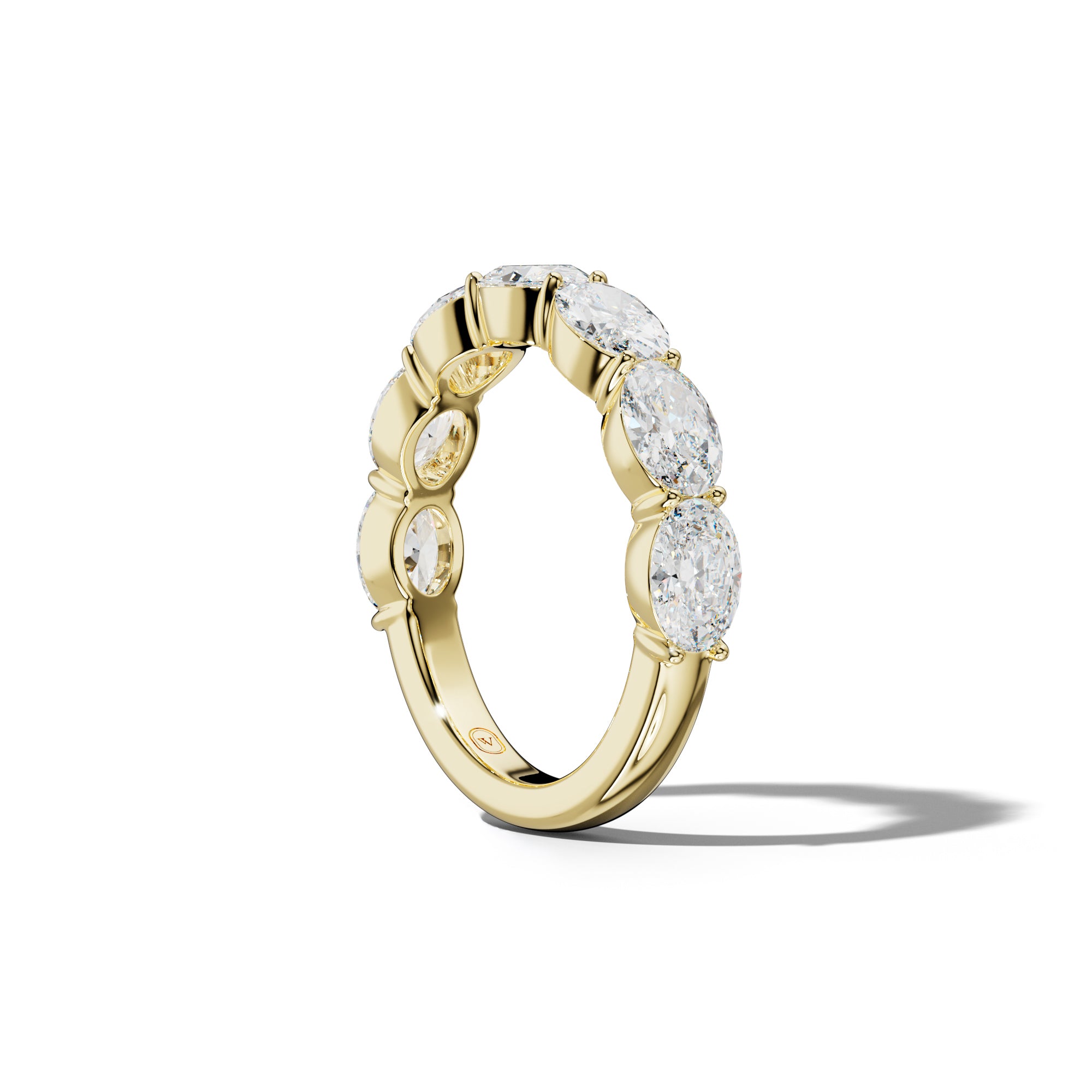 3.0 Carat East West Oval Diamond Half Anniversary Band Shared Prong  Low-Set Design