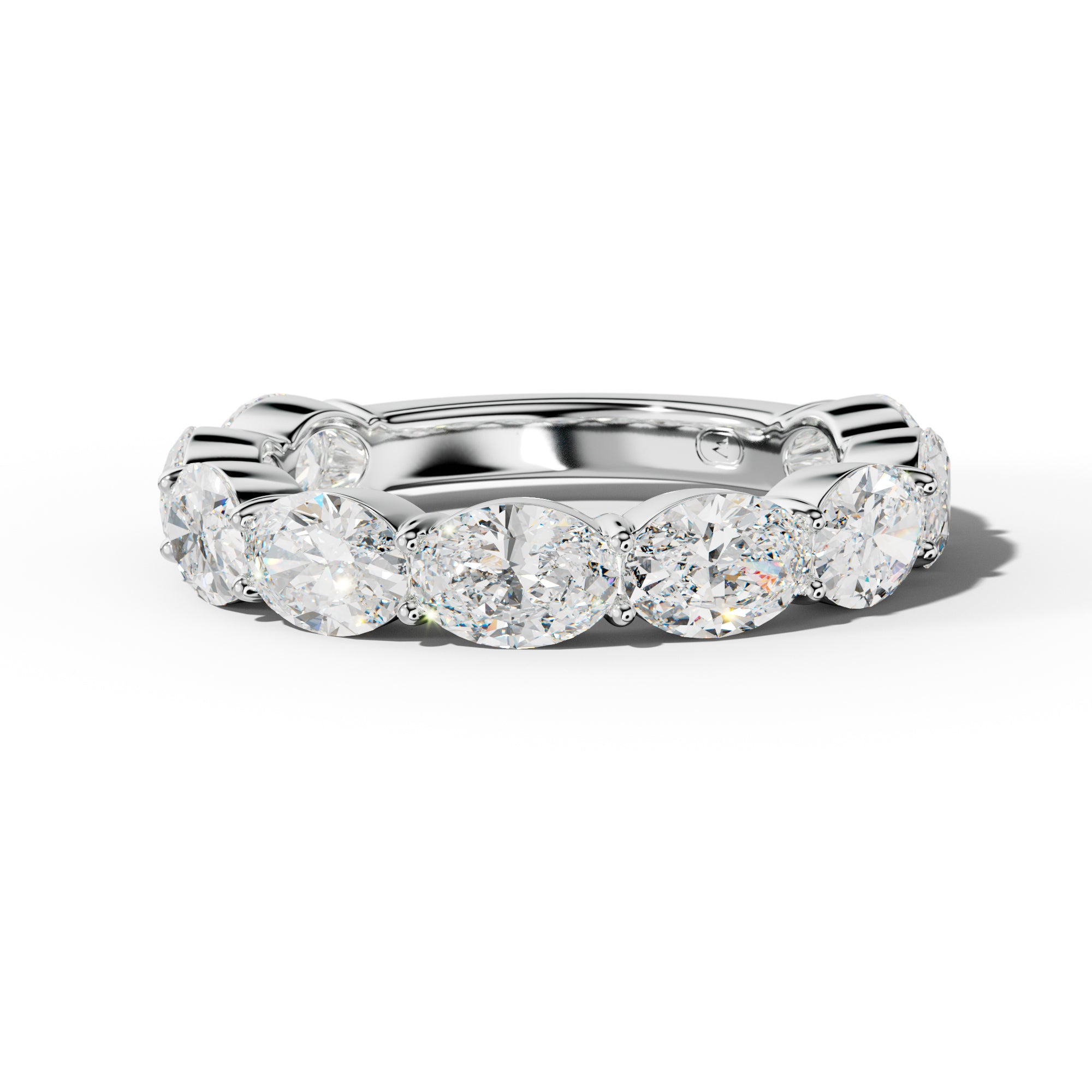 4.0 Carat East West Oval Diamond 3/4 Anniversary Band Shared Prong  Low-Set Design