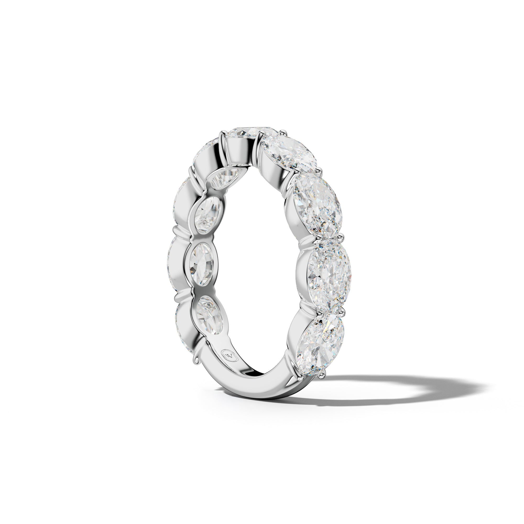 4.0 Carat East West Oval Diamond 3/4 Anniversary Band Shared Prong  Low-Set Design