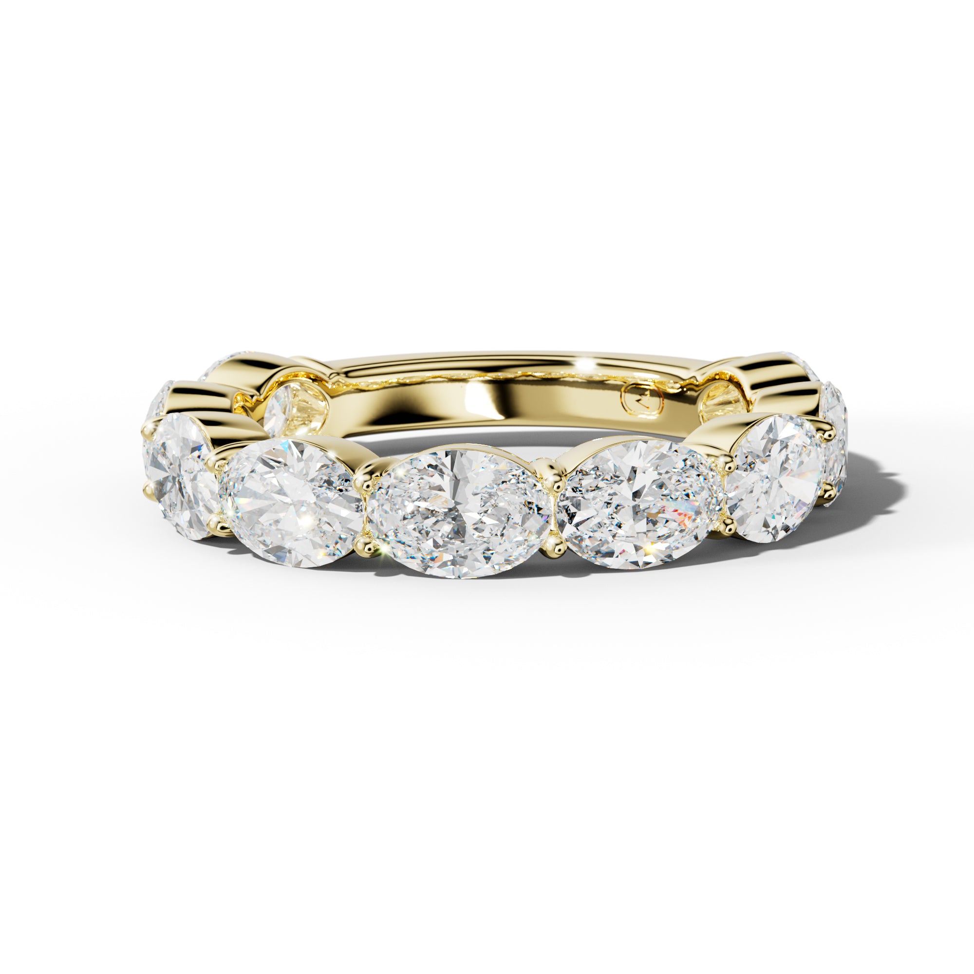 4.0 Carat East West Oval Diamond 3/4 Anniversary Band Shared Prong  Low-Set Design