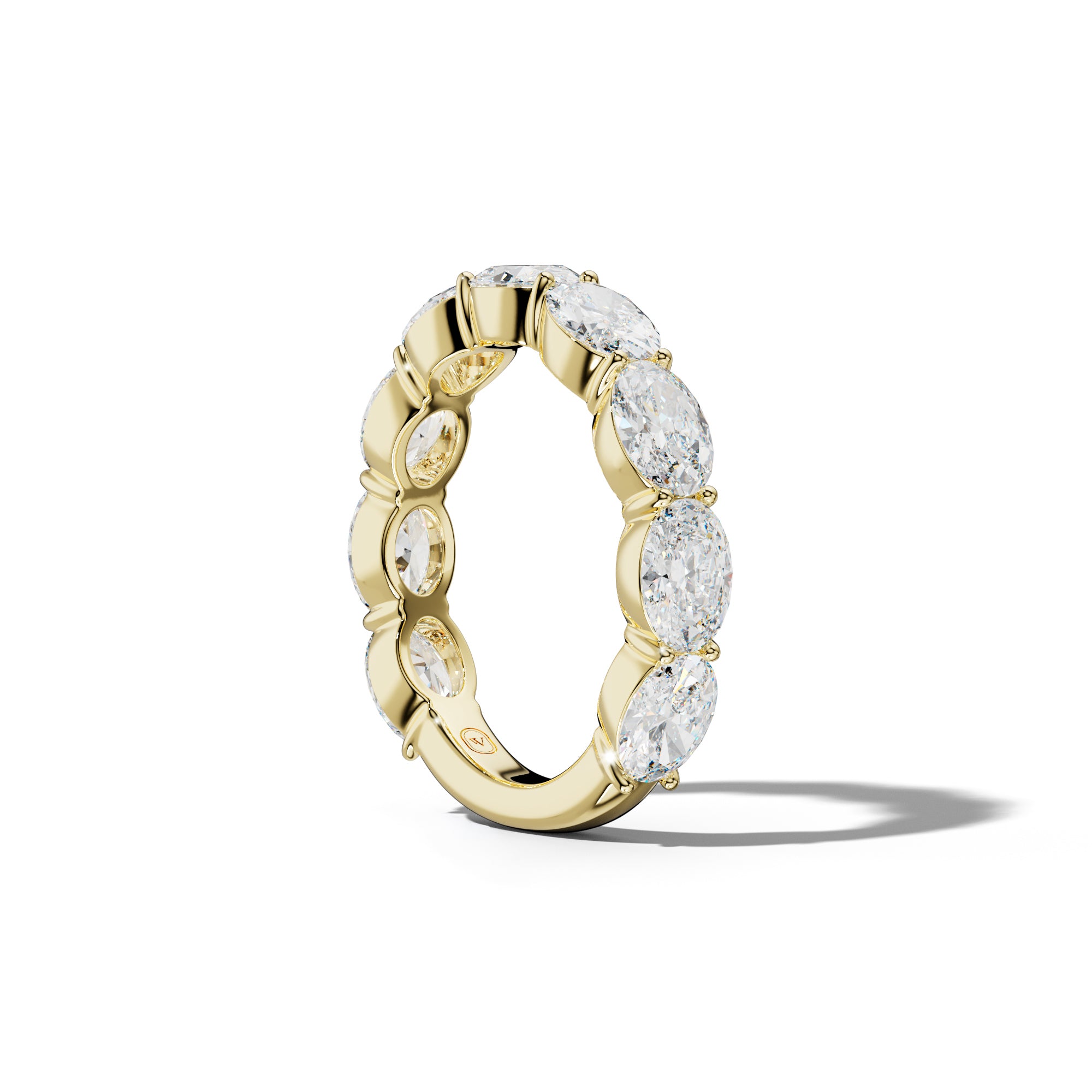 4.0 Carat East West Oval Diamond 3/4 Anniversary Band Shared Prong  Low-Set Design