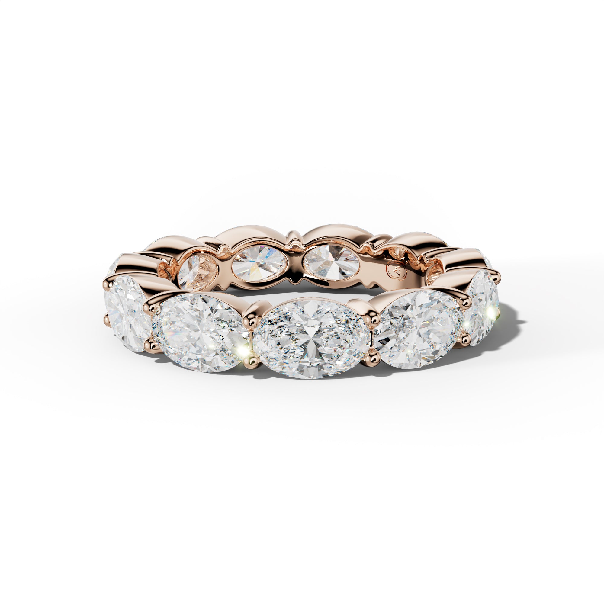 6.0 Carat East West Oval Diamond Eternity Band Shared Prong  Low-Set Design