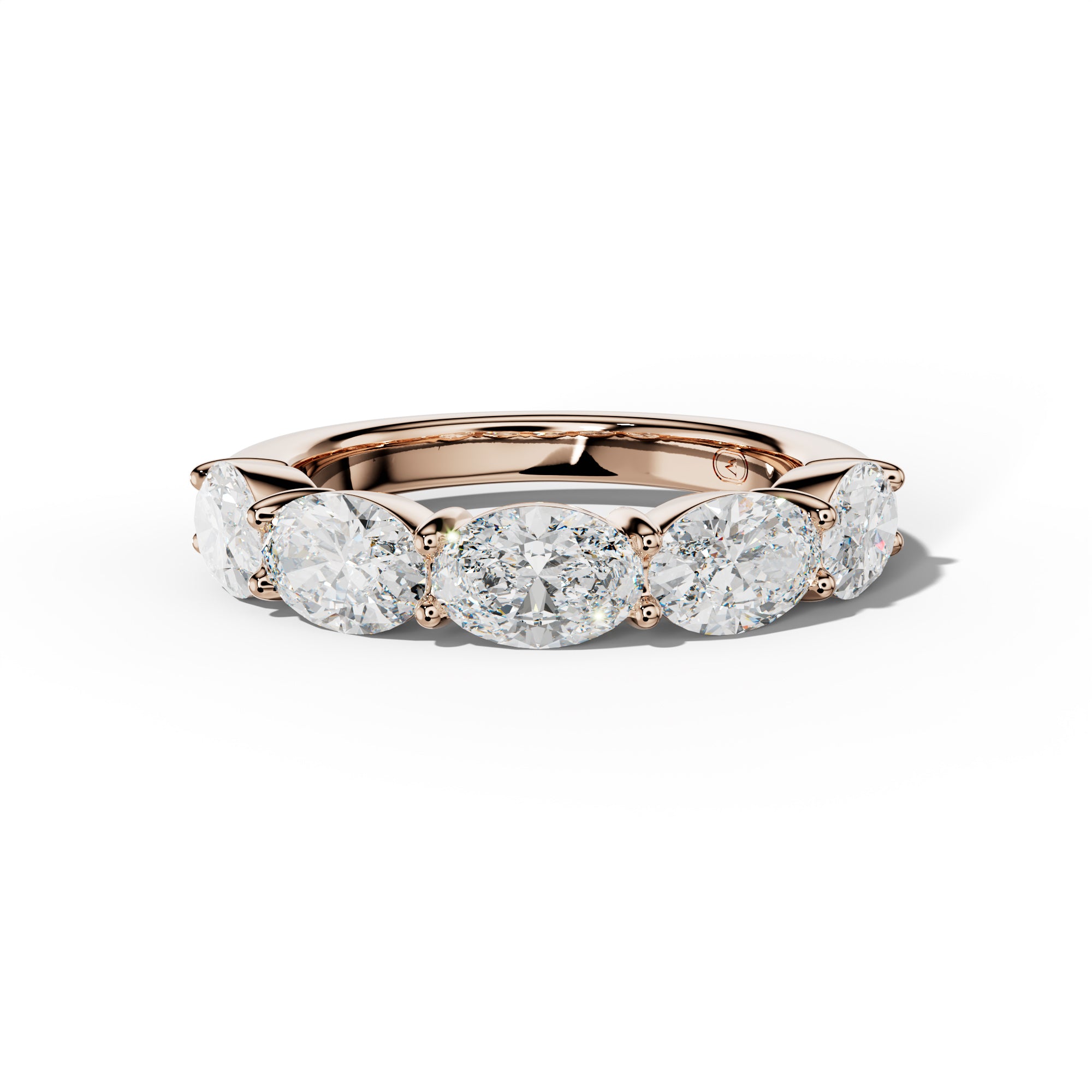 4.0 Carat East West Oval Diamond Half Anniversary Band Shared Prong  Low-Set Design