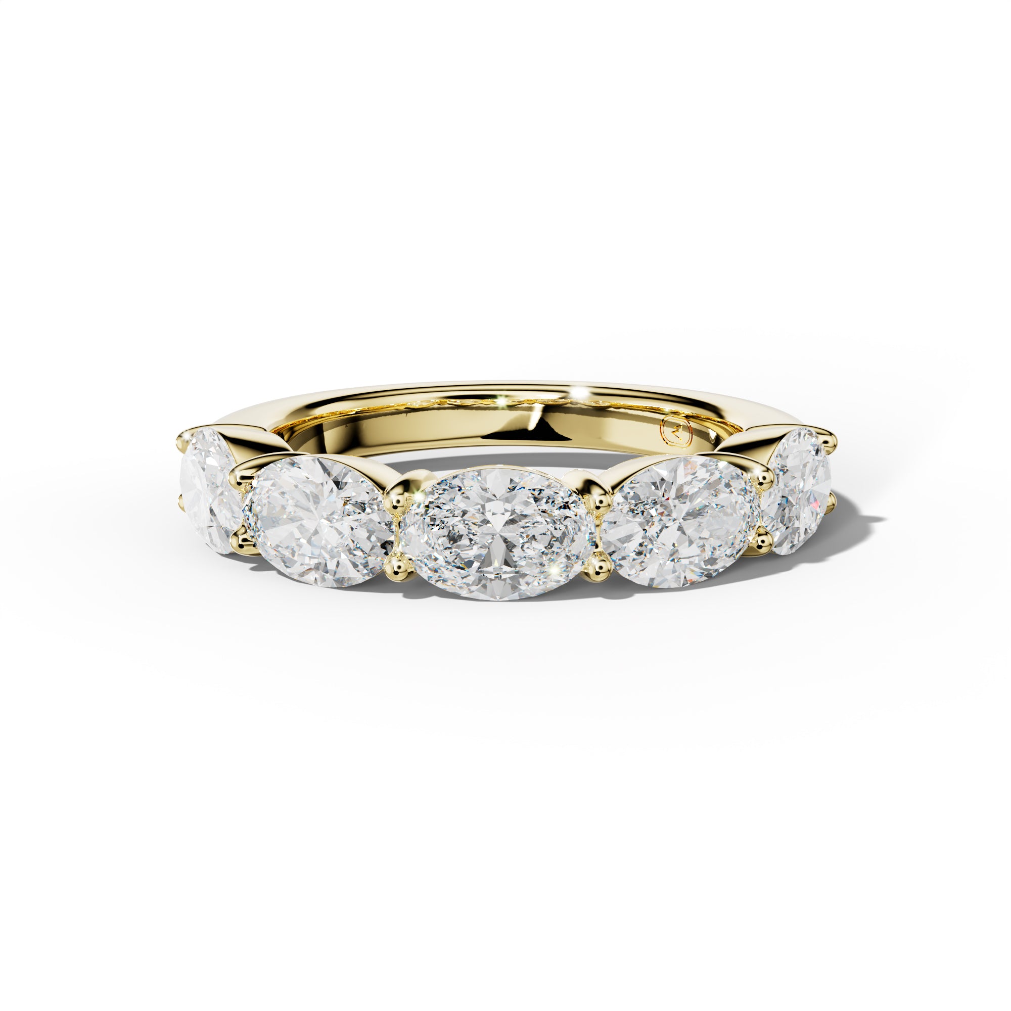 4.0 Carat East West Oval Diamond Half Anniversary Band Shared Prong  Low-Set Design