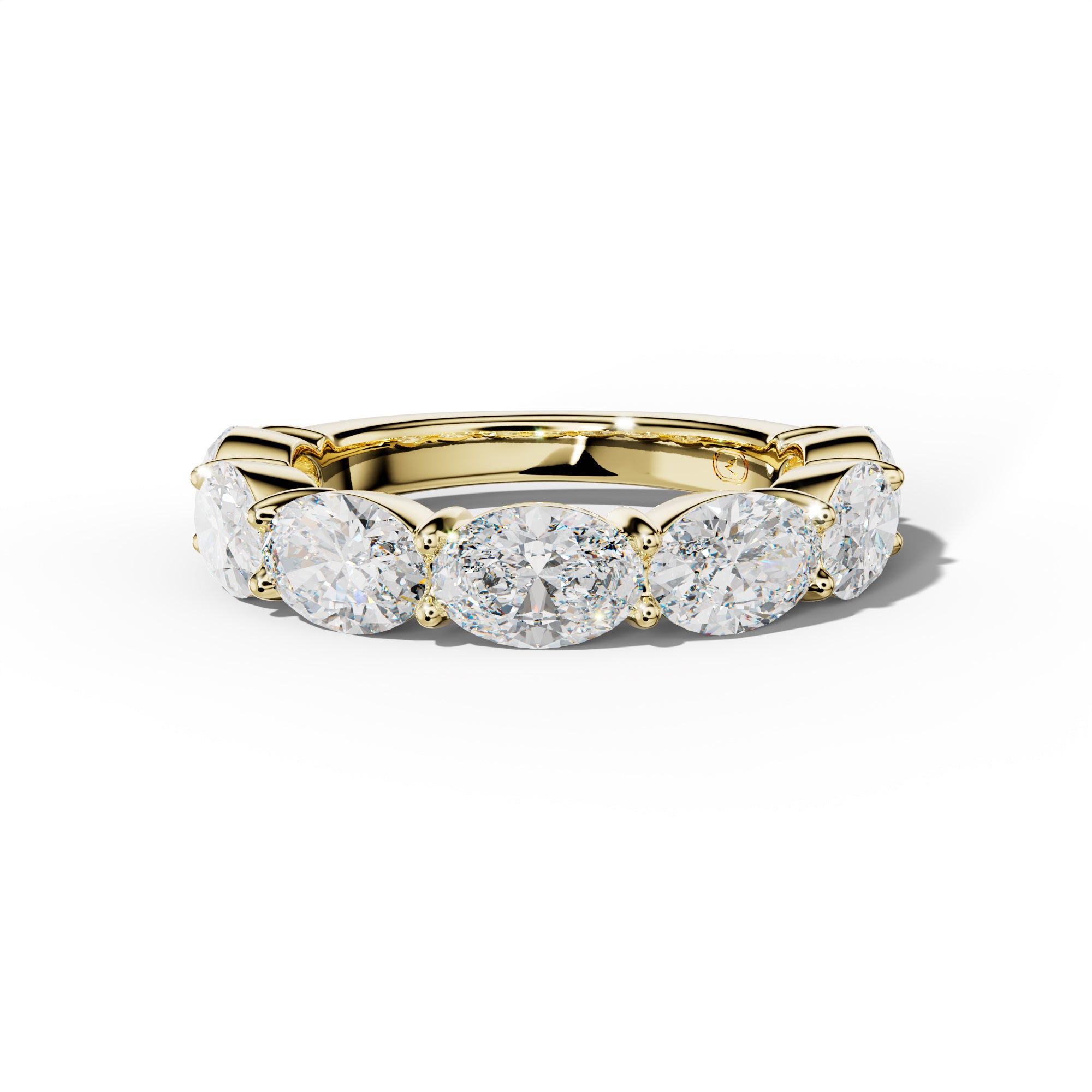 5.0 Carat East West Oval Diamond 3/4 Anniversary Band Shared Prong  Low-Set Design