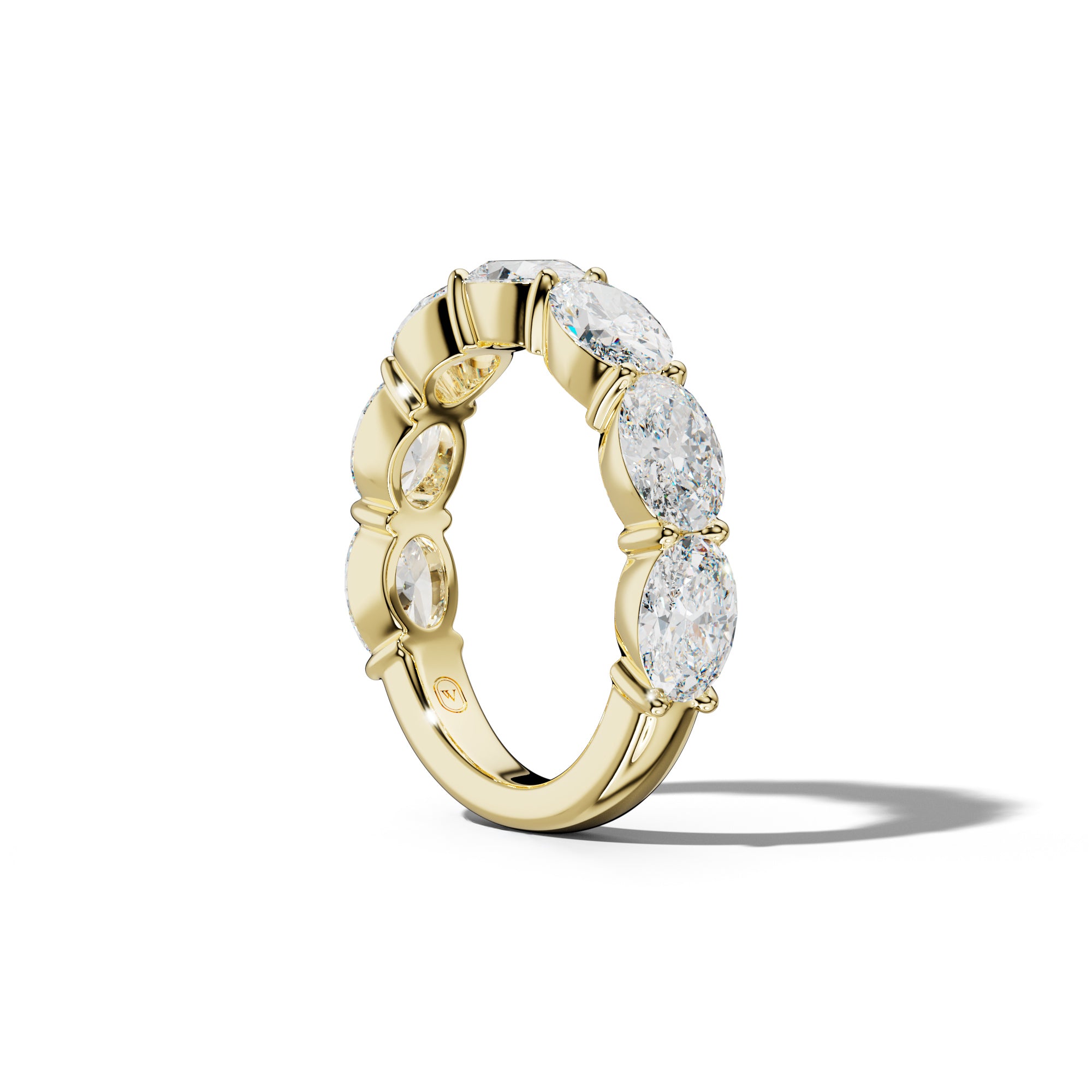 5.0 Carat East West Oval Diamond 3/4 Anniversary Band Shared Prong  Low-Set Design