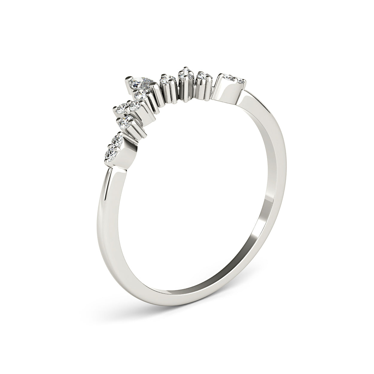 Round And Marquise Diamond Crown Style Band-VIRABYANI