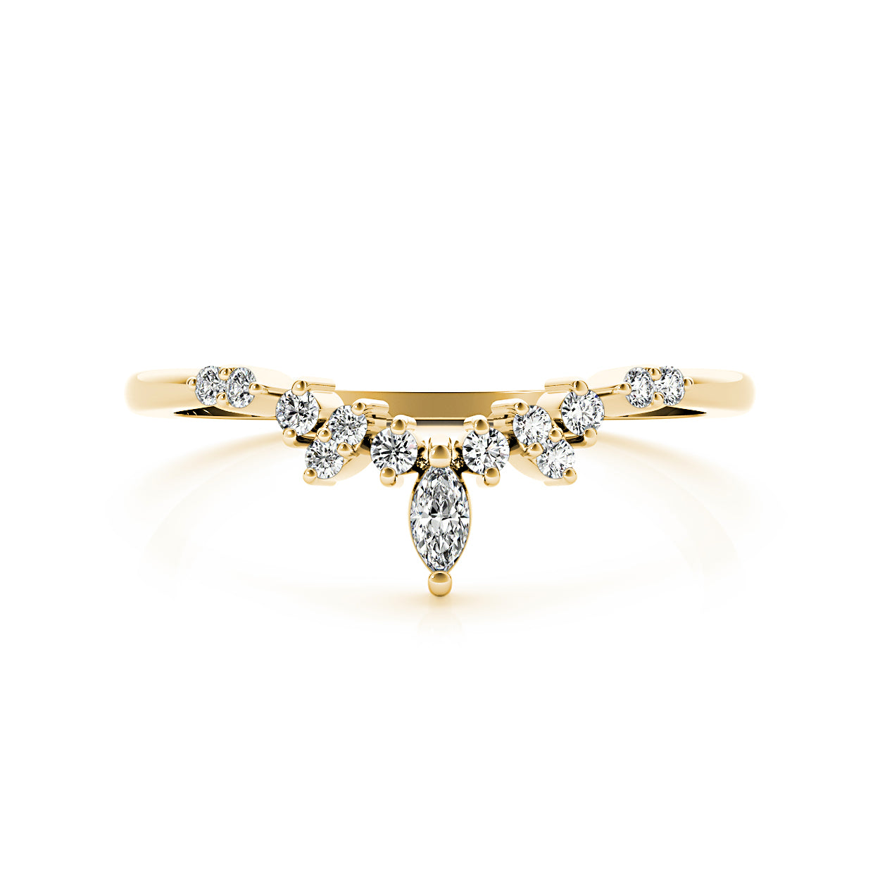 Round And Marquise Diamond Crown Style Band-VIRABYANI