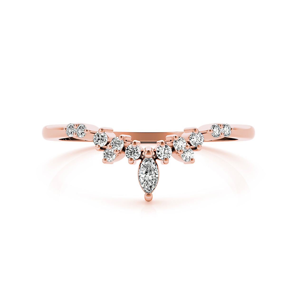 Round And Marquise Diamond Crown Style Band-VIRABYANI