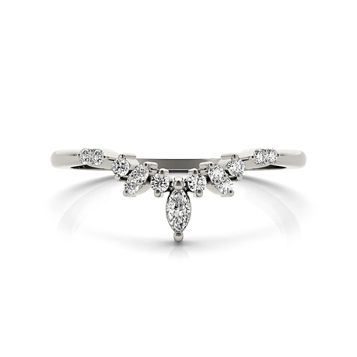 Round And Marquise Diamond Crown Style Band-VIRABYANI