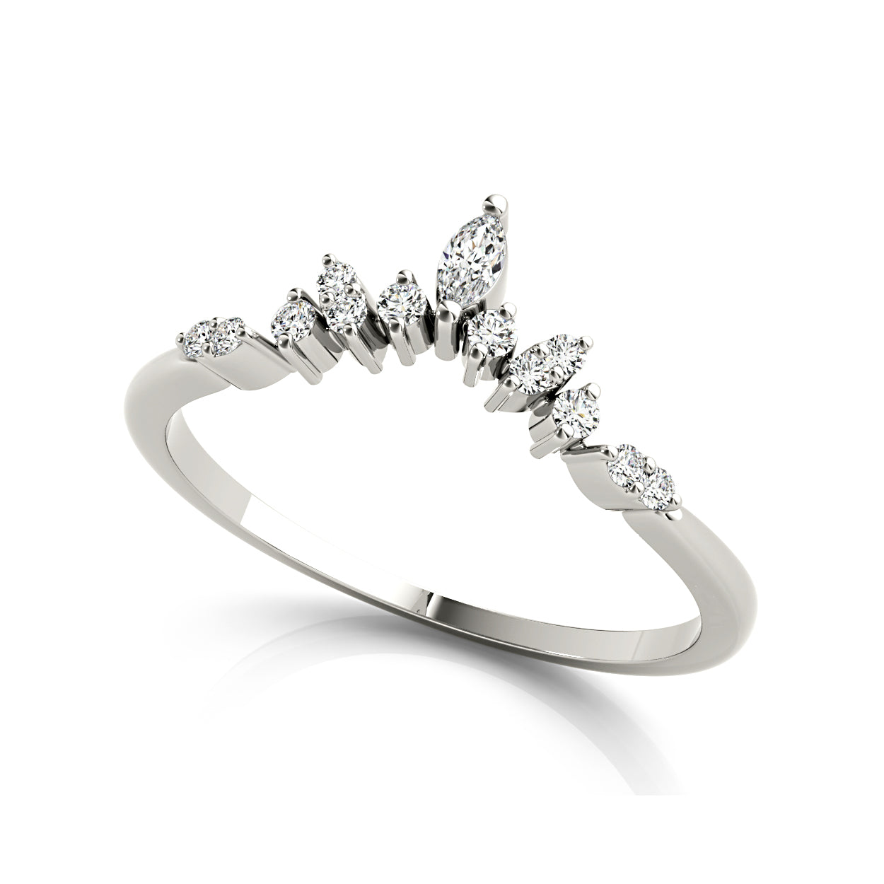 Round And Marquise Diamond Crown Style Band-VIRABYANI