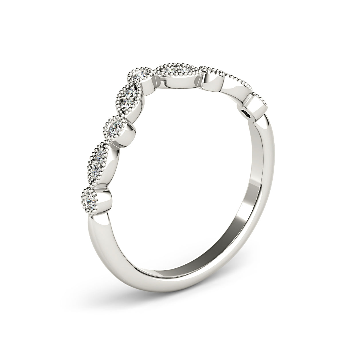 Round Diamond Vintage Inspired Curved Band