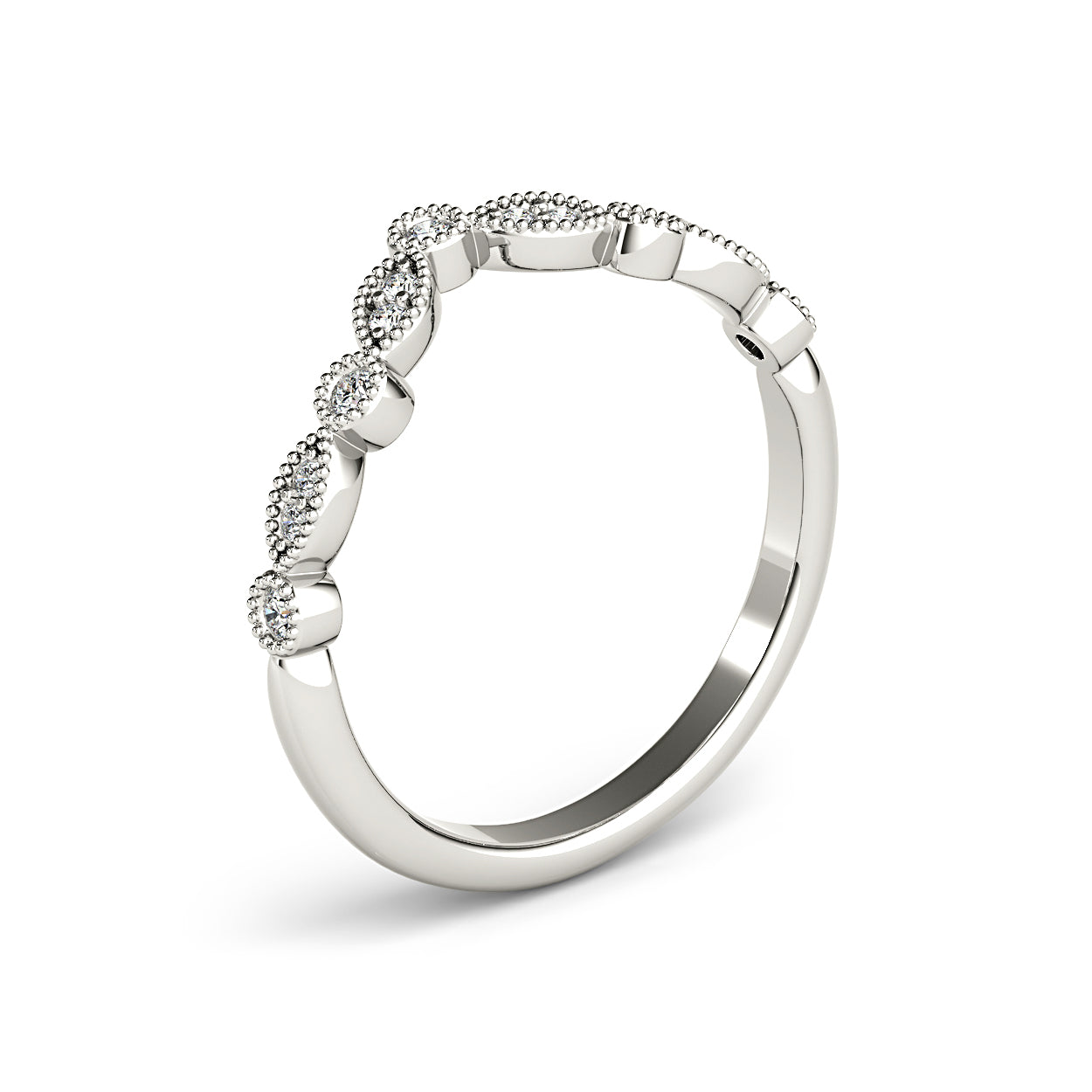 Round Diamond Vintage Inspired Curved Band-VIRABYANI