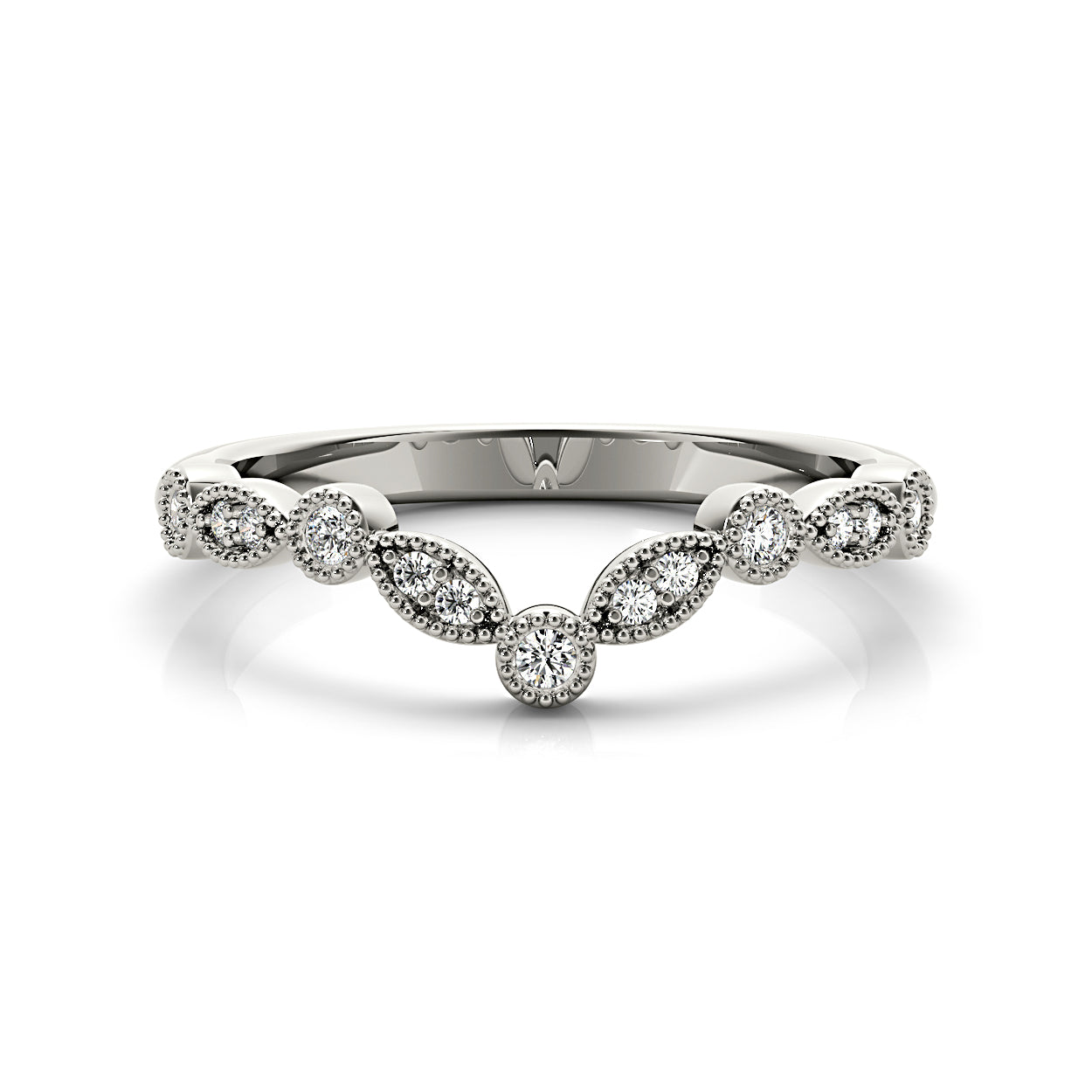 Round Diamond Vintage Inspired Curved Band