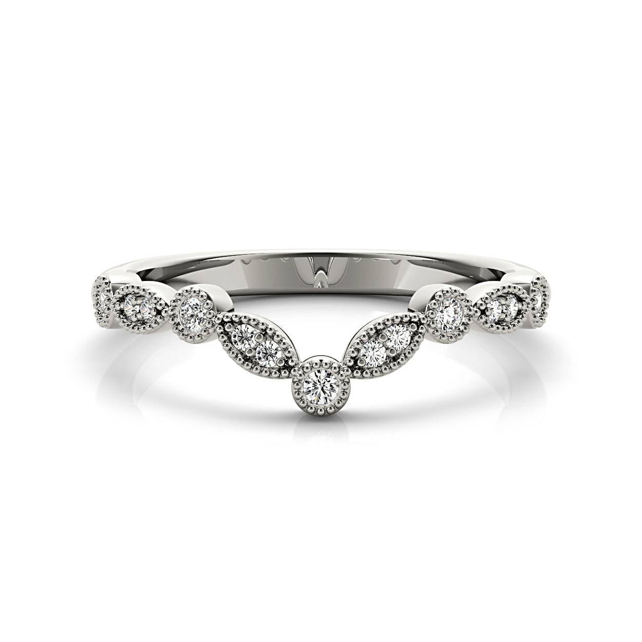 Round Diamond Vintage Inspired Curved Band-VIRABYANI