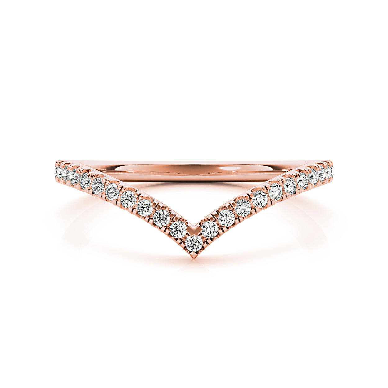 Round Diamond V Shape Curved Band-VIRABYANI