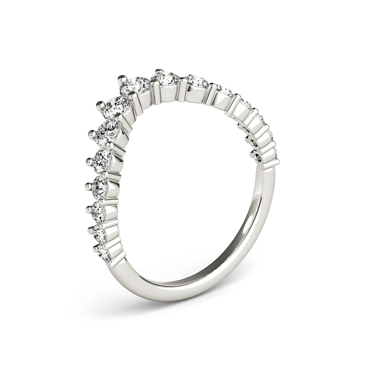 Round Diamond Graduating Curved Band-VIRABYANI