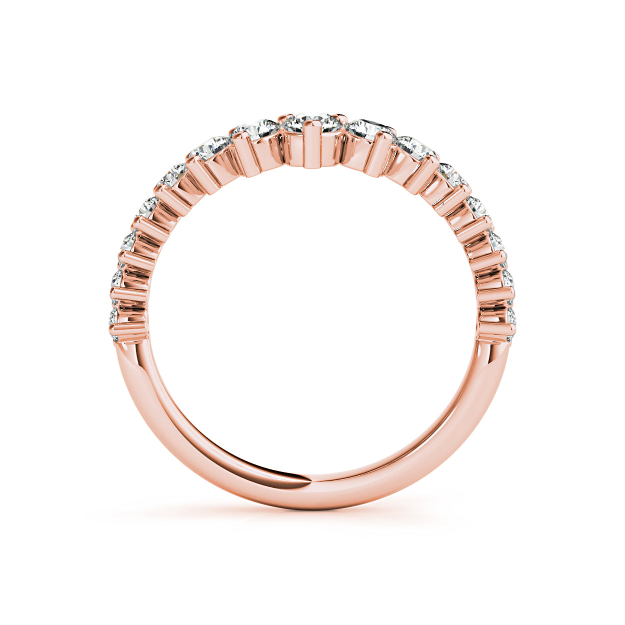 Round Diamond Graduating Curved Band-VIRABYANI