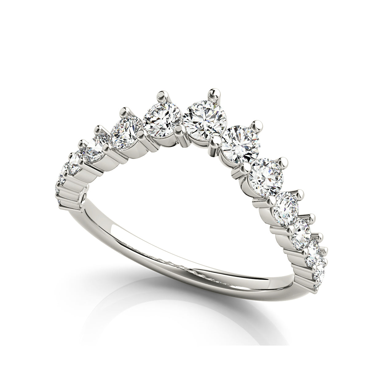 Round Diamond Graduating Curved Band-VIRABYANI