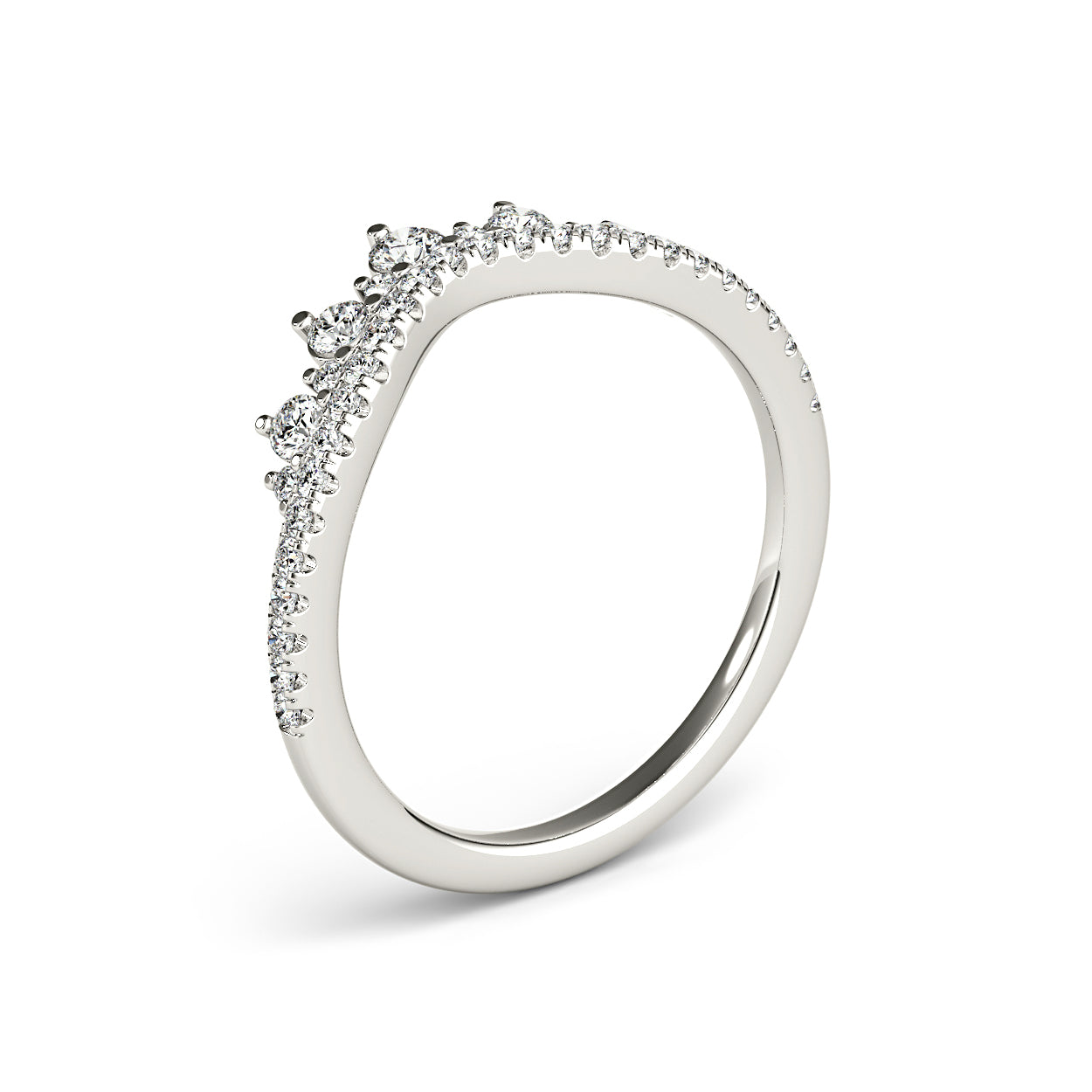 Round Diamond Crown Style Curved Band