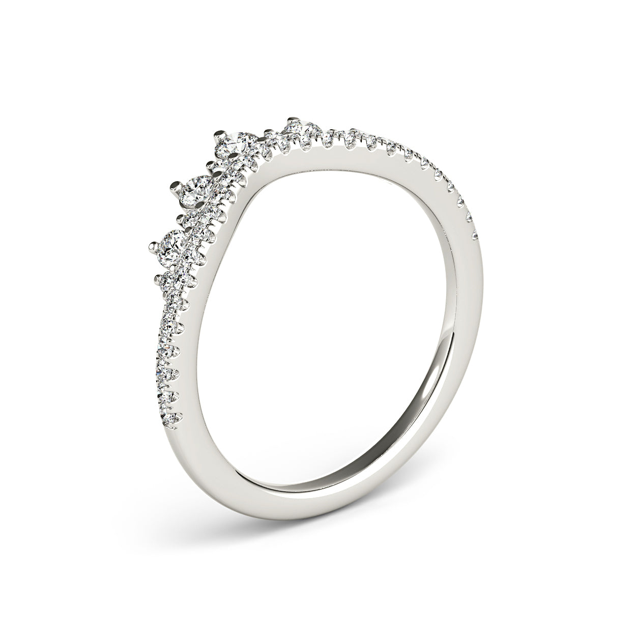 Round Diamond Crown Style Curved Band-VIRABYANI