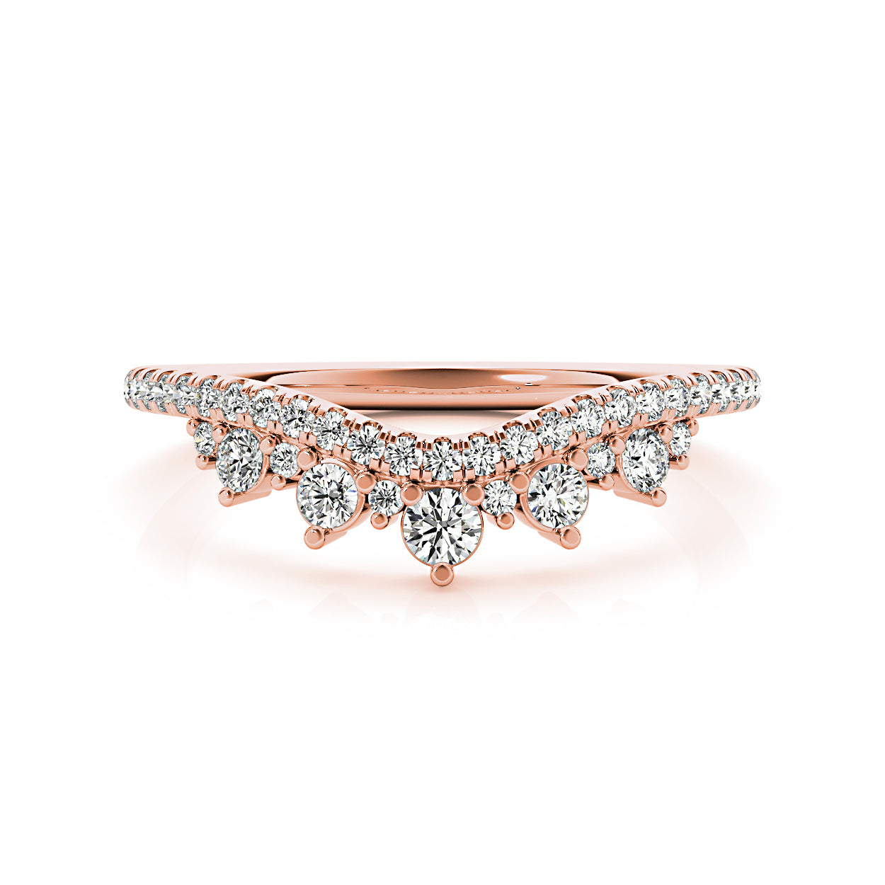 Round Diamond Crown Style Curved Band-VIRABYANI