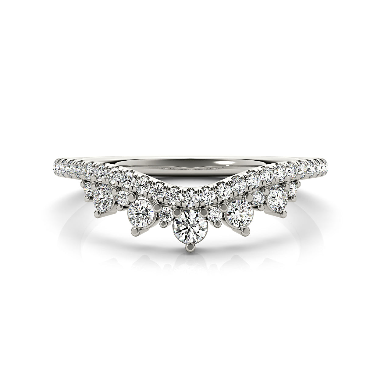 Round Diamond Crown Style Curved Band-VIRABYANI