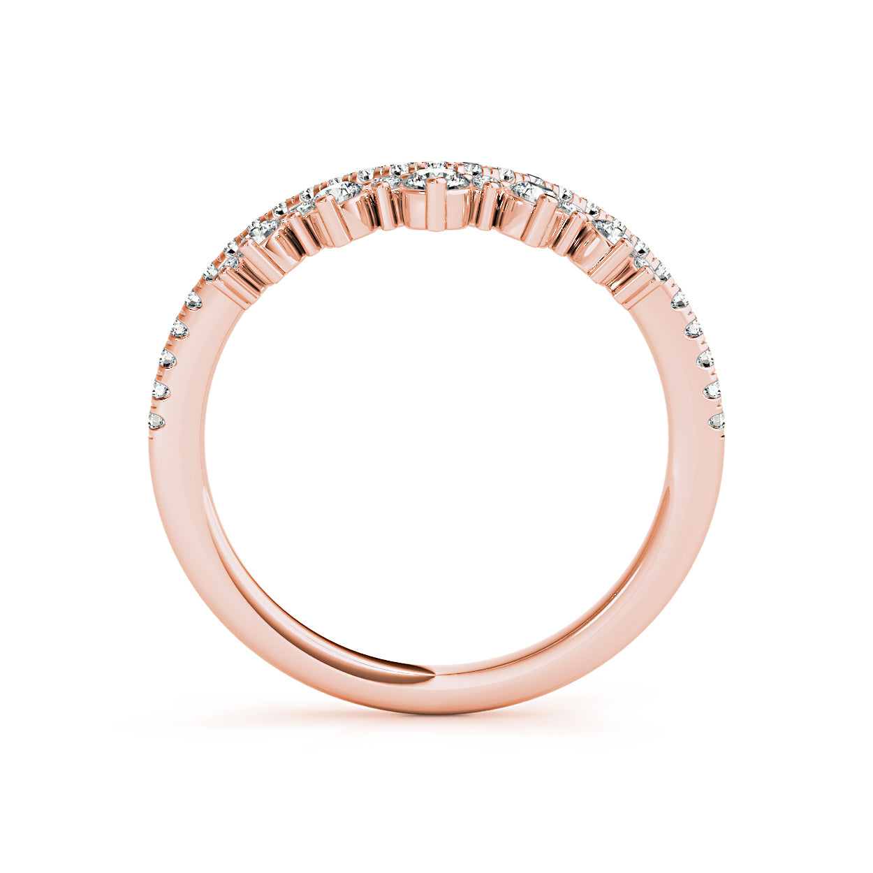 Round Diamond Crown Style Curved Band-VIRABYANI