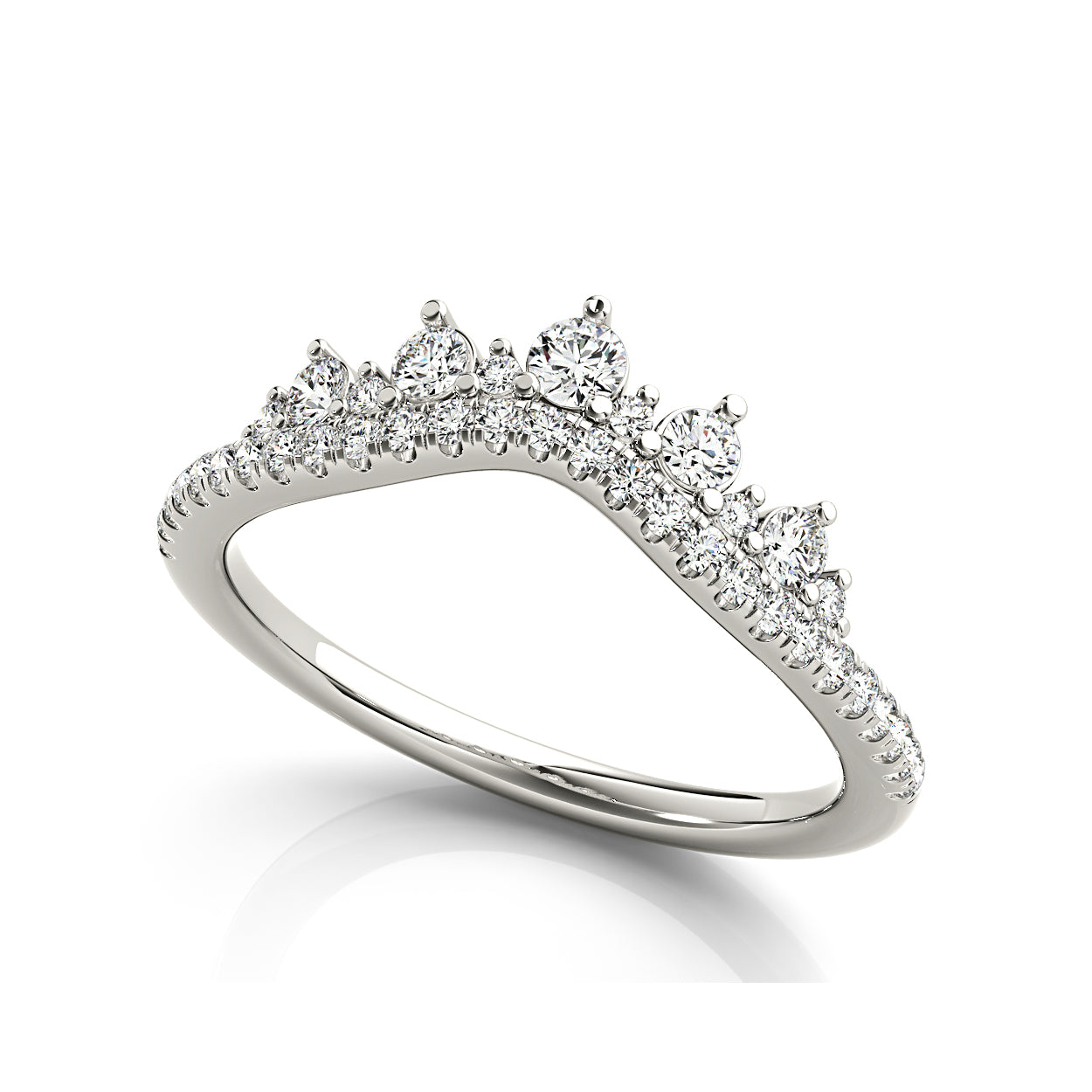Round Diamond Crown Style Curved Band-VIRABYANI