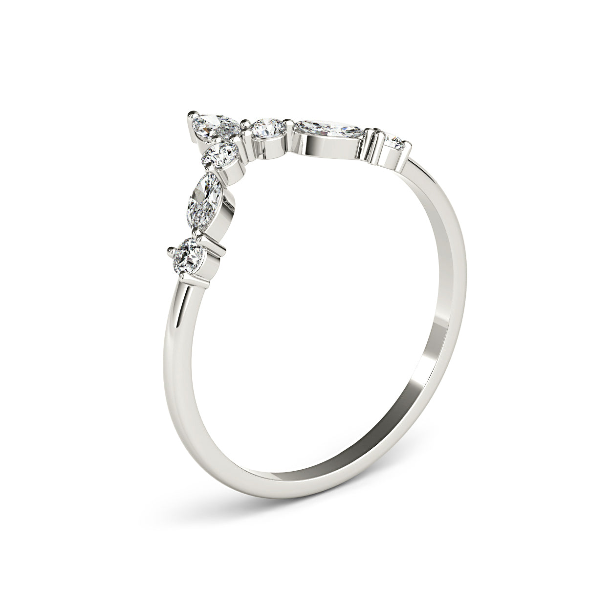 Round And Marquise Diamond V Shaped Band-VIRABYANI