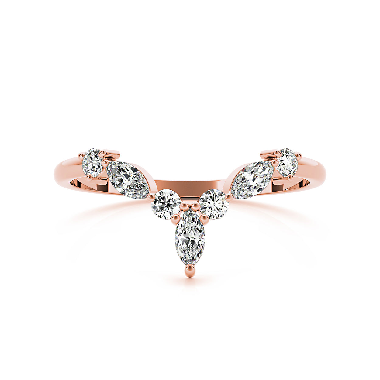 Round And Marquise Diamond V Shaped Band-VIRABYANI