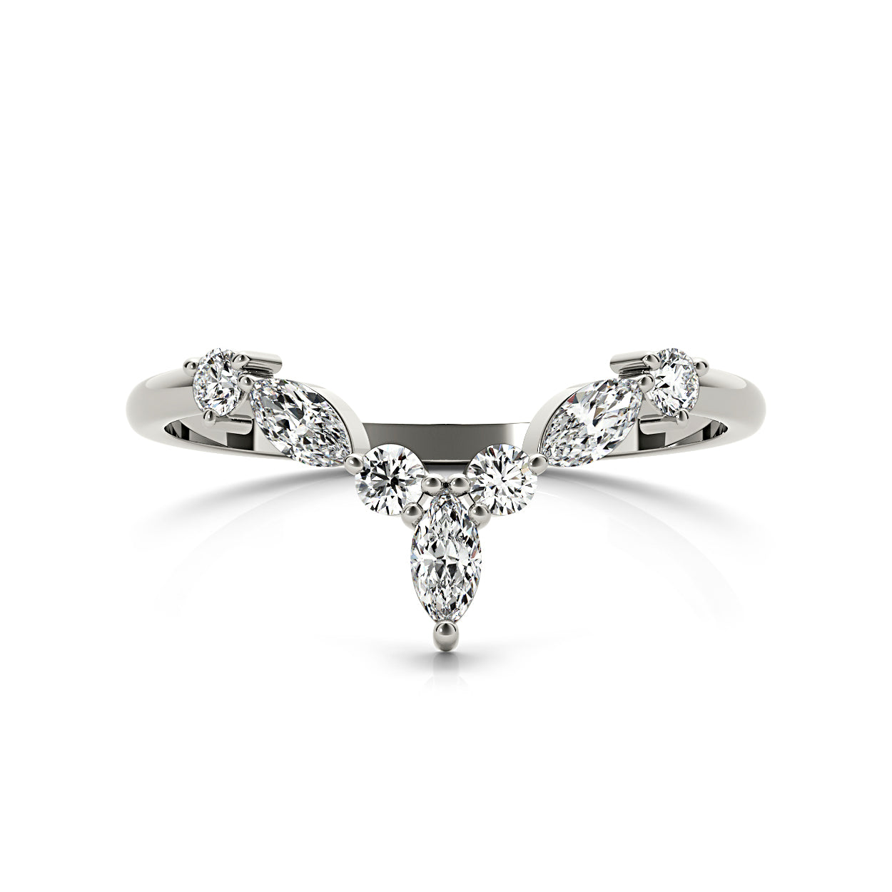 Round And Marquise Diamond V Shaped Band-VIRABYANI