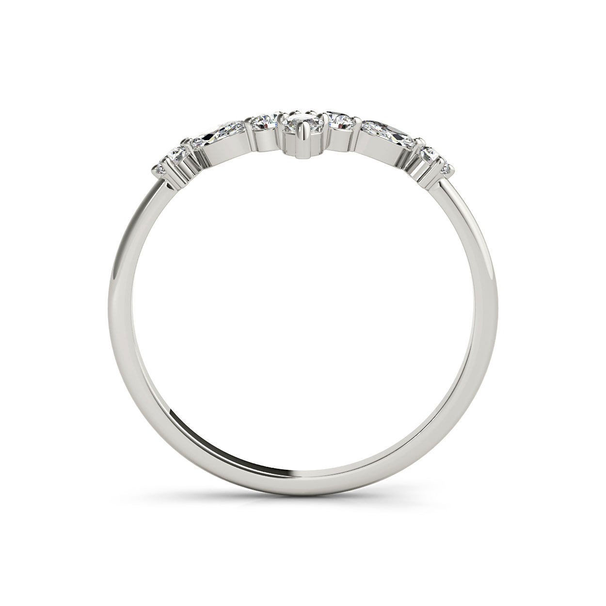 Round And Marquise Diamond V Shaped Band-VIRABYANI