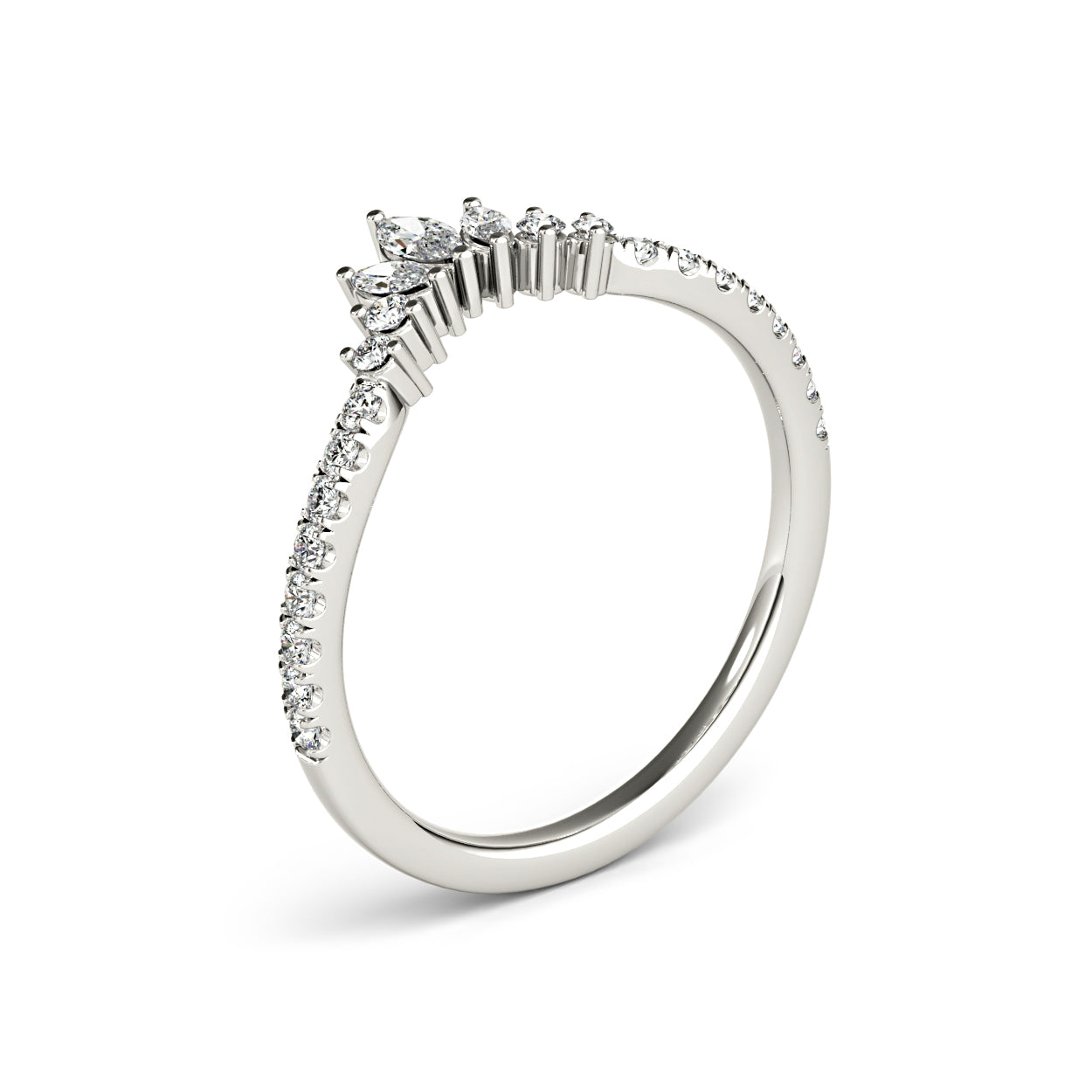 Round And Marquise Diamond Curved Band-VIRABYANI