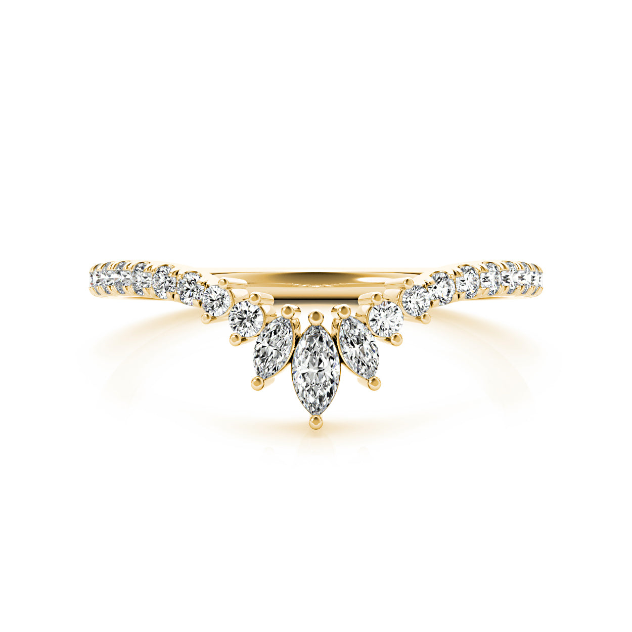 Round And Marquise Diamond Curved Band-VIRABYANI