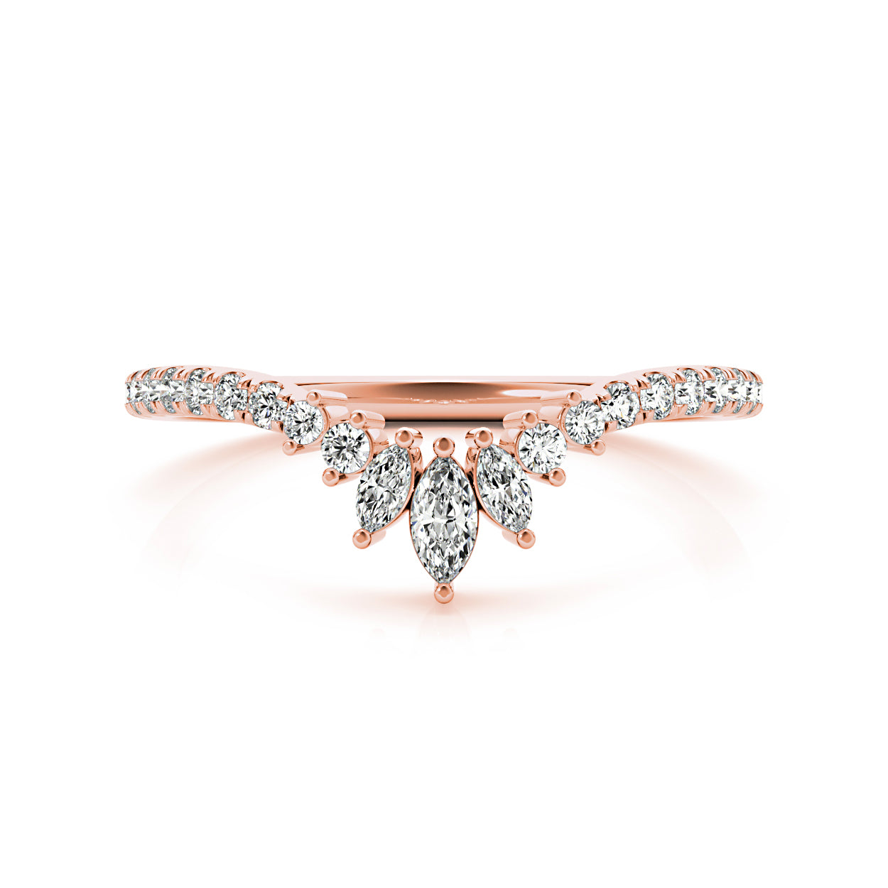 Round And Marquise Diamond Curved Band-VIRABYANI