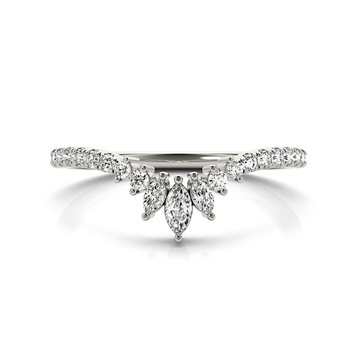 Round And Marquise Diamond Curved Band-VIRABYANI