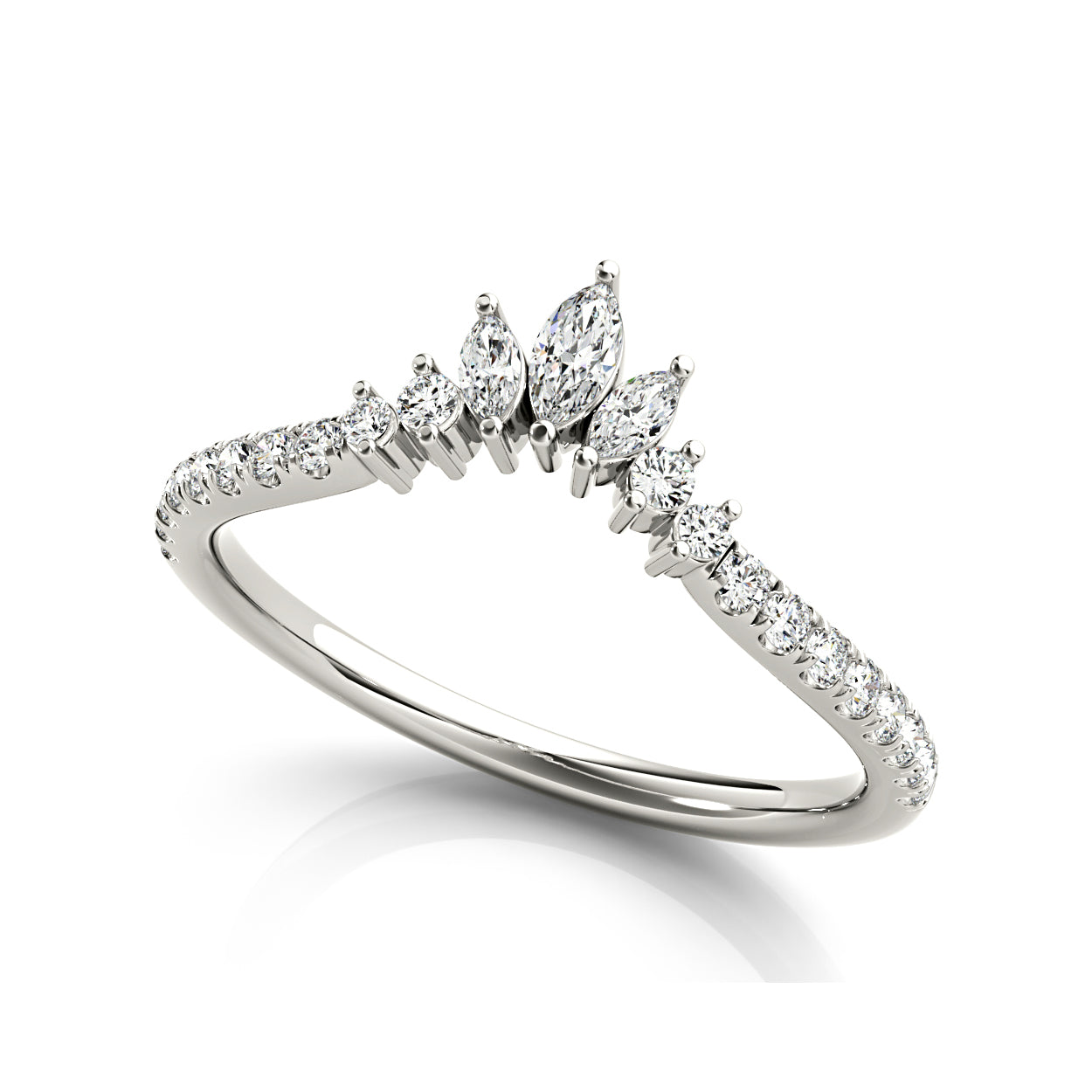 Round And Marquise Diamond Curved Band-VIRABYANI