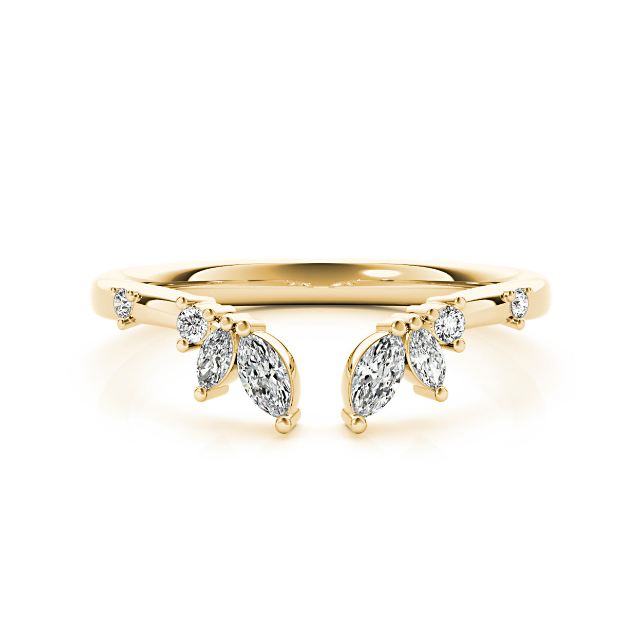 Round And Marquise Diamond Open Band