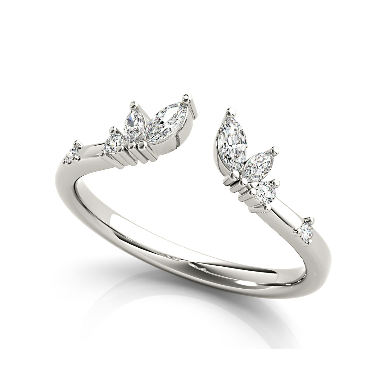 Round And Marquise Diamond Open Band