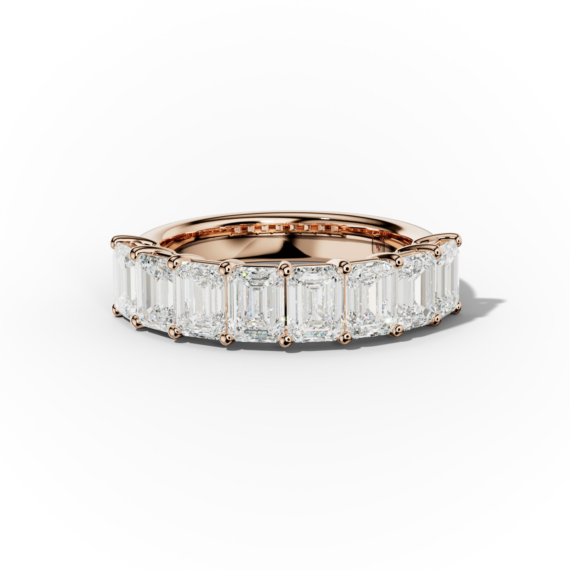 Carat Emerald Cut Diamond Anniversary Band Ring With Half Way